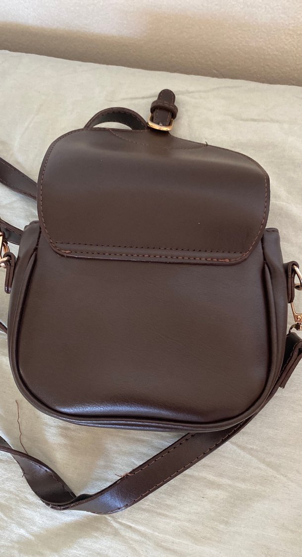 Kahverengi Deri Kadın Omuz Çantası - Görsel 4