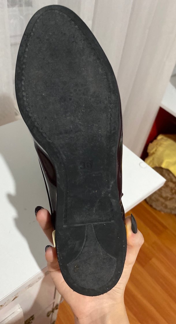 Bordo Deri Tokalı Kadın Klasik Ayakkabı - Görsel 5