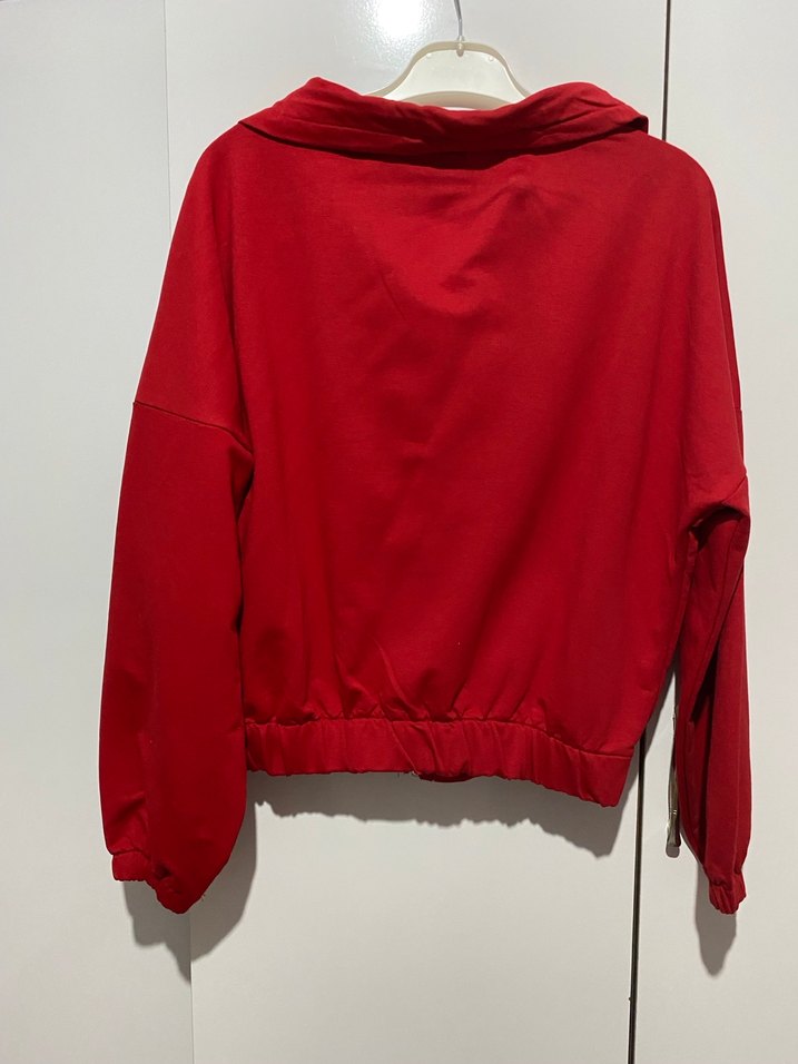 Kırmızı Baskılı Kadın Kısa Ceket - Görsel 3