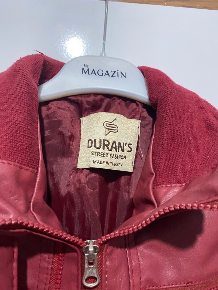 Bordo Deri Biker Ceket - Görsel 3