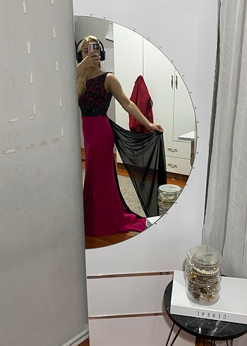 Straplez Dantel Detaylı Pembe Midi Elbise - Görsel 3