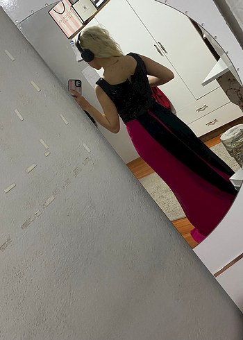 Straplez Dantel Detaylı Pembe Midi Elbise - Görsel 2