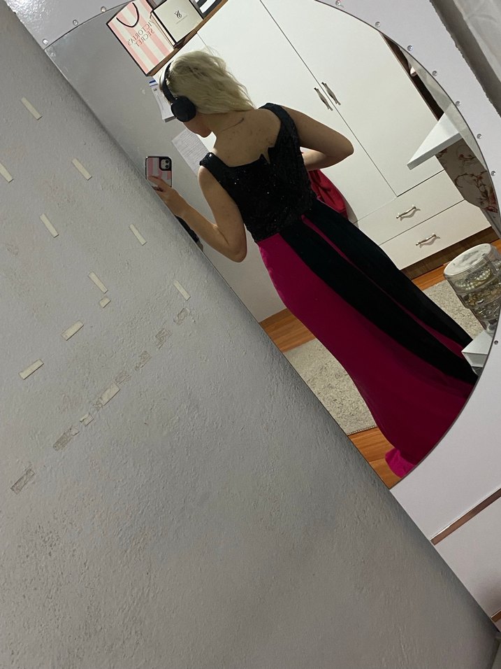 Straplez Dantel Detaylı Pembe Midi Elbise - Görsel 2