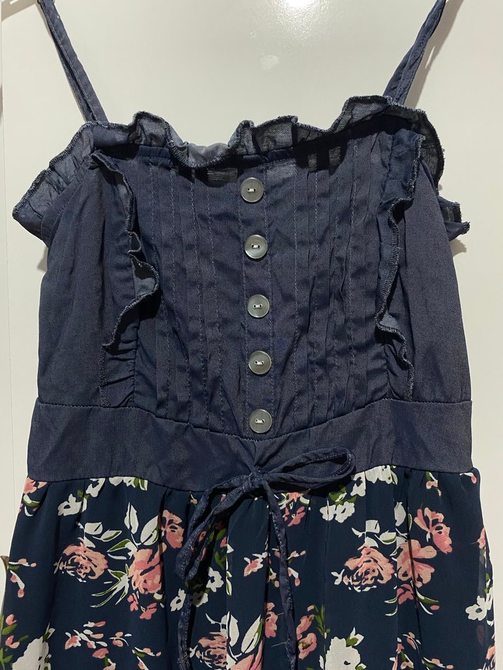 Çiçek Desenli Kolsuz Mini Bohem Elbise - Görsel 2