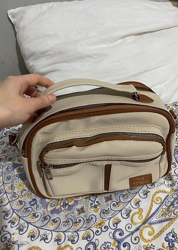 Beyaz Deri Fermuarlı Günlük Çanta - Görsel 3