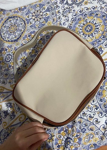 Beyaz Deri Fermuarlı Günlük Çanta - Görsel 5