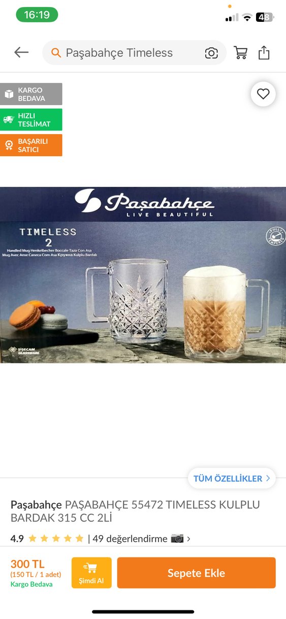 Pasabahce Timeless 2'li Kupa Seti - Görsel 2