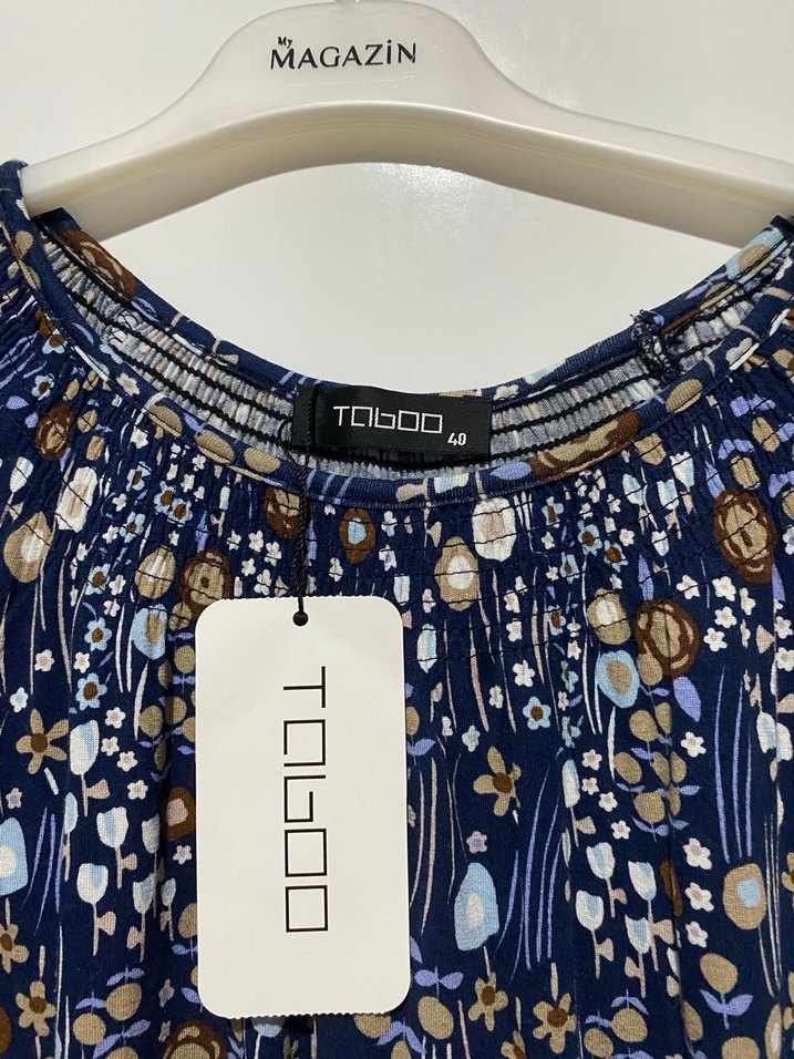 Bohem Desenli Lacivert Mini Bluz - Görsel 2