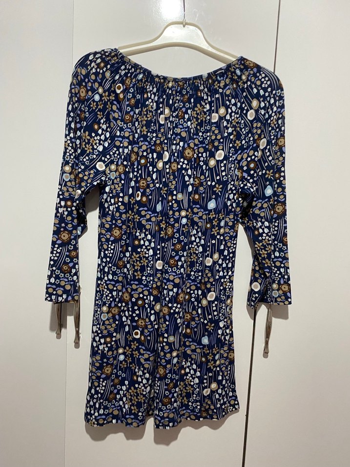 Bohem Desenli Lacivert Mini Bluz - Görsel 3