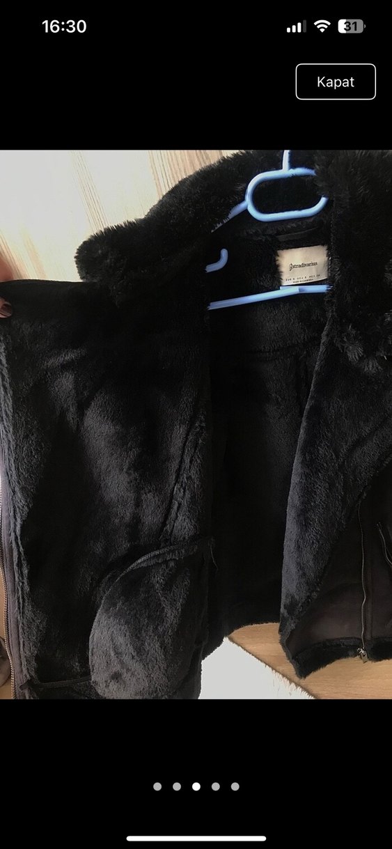 Siyah Kürklü Stradivarius mont - Görsel 3