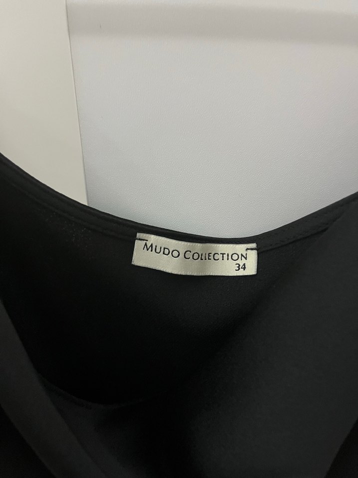 Siyah midi saten elbise - Görsel 2