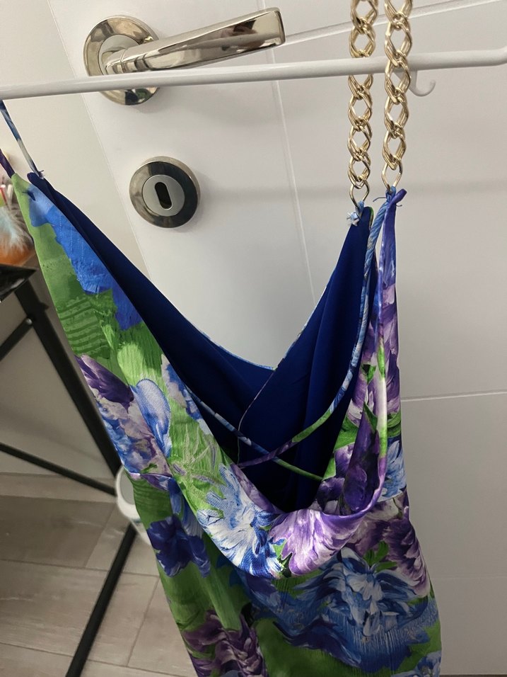 Çiçek Desenli Drapeli Uzun Elbise - Görsel 2