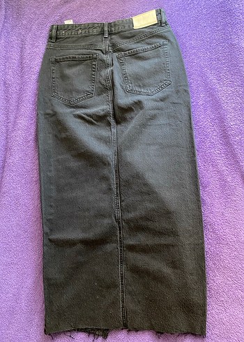 m Beden Stradivarius D70 Siyah Midi Denim Etek