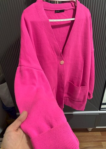 Pembe Düğmeli cepli Hırka - Görsel 2