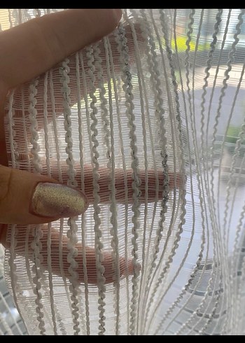 Bohem İşlemeli Beyaz Gri Tül Perde - Görsel 4