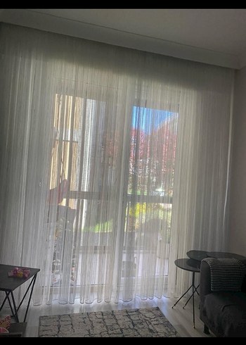 Bohem İşlemeli Beyaz Gri Tül Perde - Görsel 5