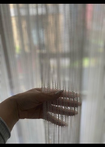 Bohem İşlemeli Beyaz Gri Tül Perde - Görsel 3