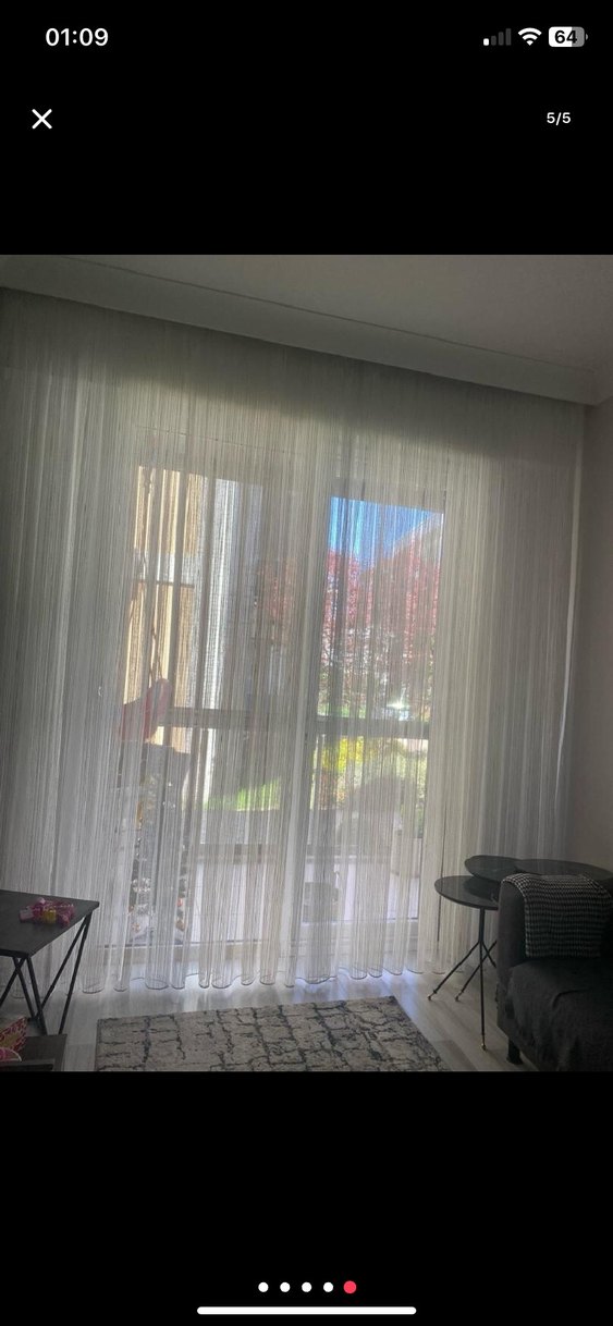 Bohem İşlemeli Beyaz Gri Tül Perde - Görsel 5