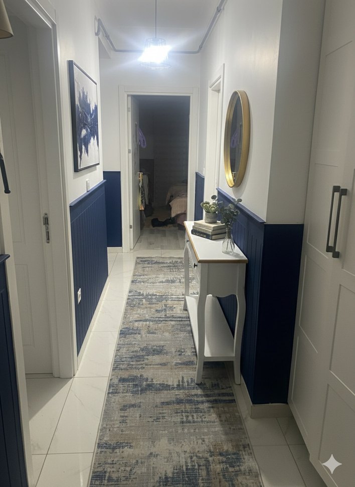 Modern Klasik Lacivert ve Gri Desenli Halı - Görsel 2