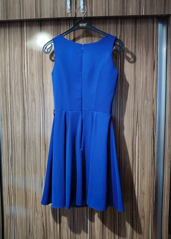 Mavi V Yaka kısa abiye - Görsel 2