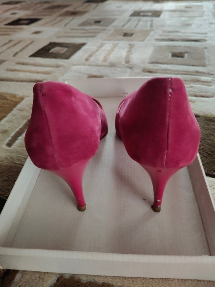 Fuşya Süet Stiletto Kadın Ayakkabı - Görsel 2