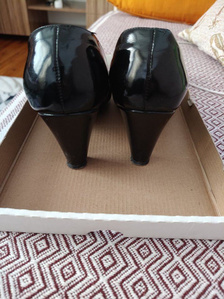 Siyah Rugan Kadın Stiletto Topuklu Ayakkabı - Görsel 2