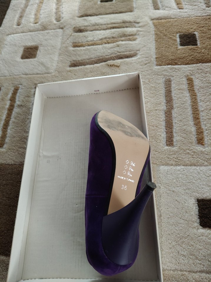 Mor Süet Stiletto Kadın Ayakkabı - Görsel 4