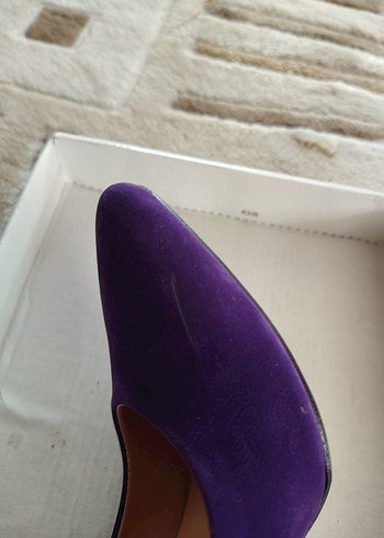 Mor Süet Stiletto Kadın Ayakkabı - Görsel 3