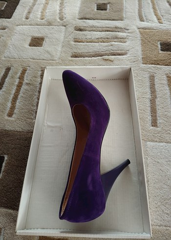 Mor Süet Stiletto Kadın Ayakkabı - Görsel 2