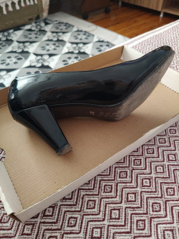 Siyah Rugan Stiletto Topuklu Kadın Ayakkabı - Görsel 3