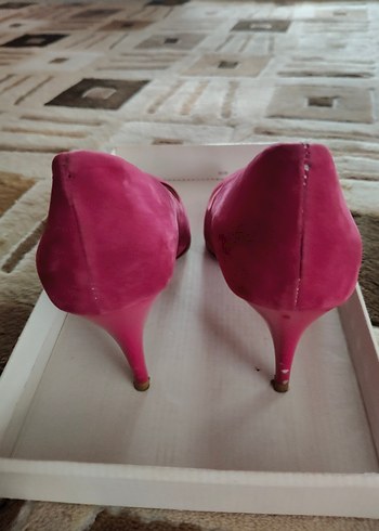 Fuşya Süet Stiletto Kadın Ayakkabı - Görsel 2
