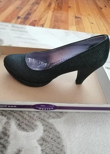 Siyah Yılan Desenli Topuklu Kadın Ayakkabı - Görsel 2