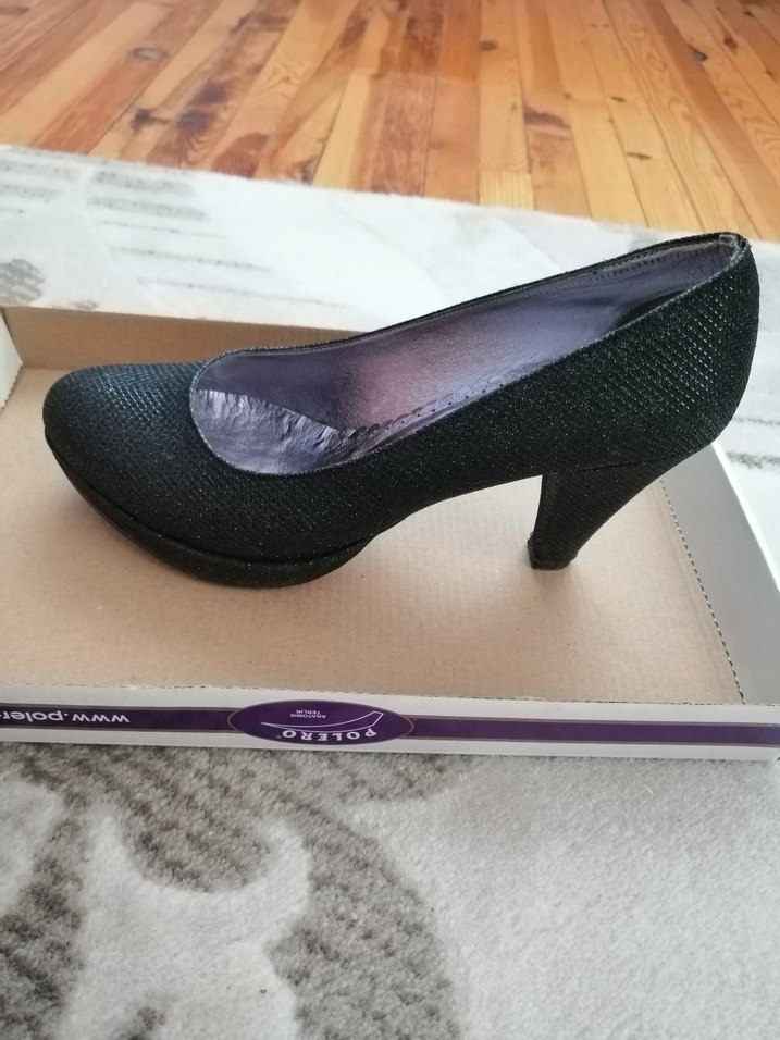 Siyah Yılan Desenli Topuklu Kadın Ayakkabı - Görsel 2