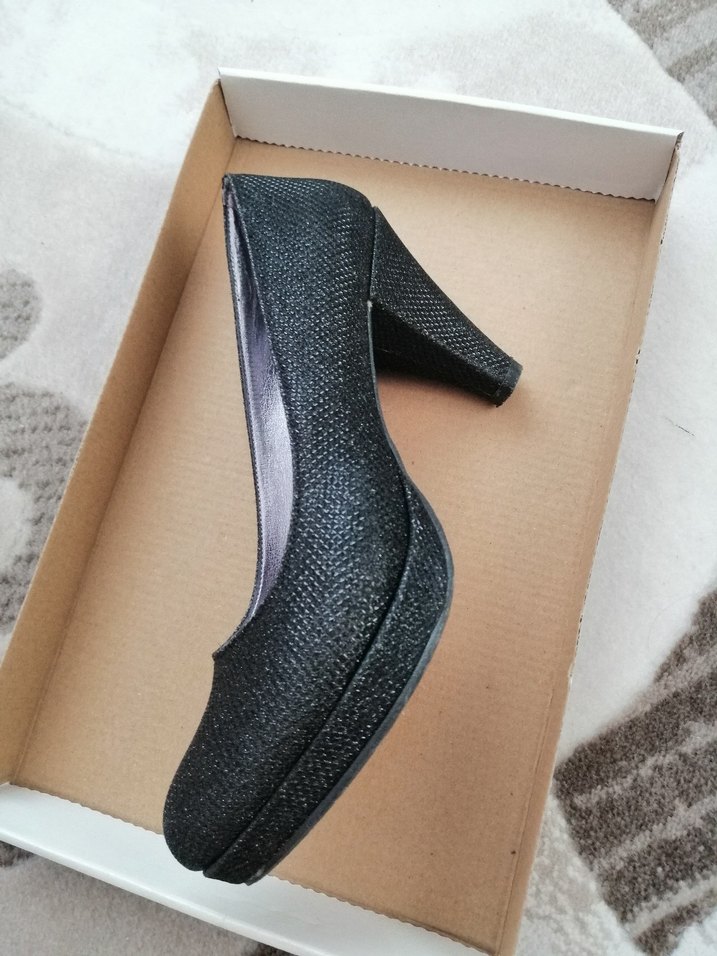 Siyah Yılan Desenli Topuklu Kadın Ayakkabı - Görsel 4