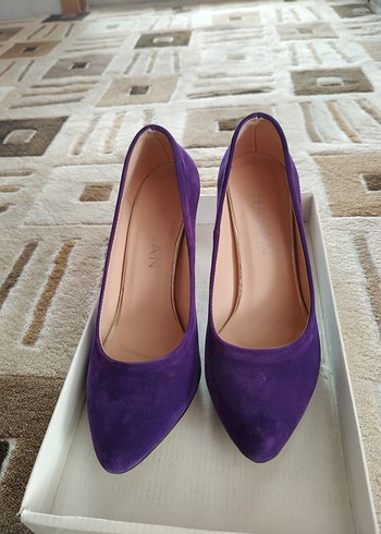 Mor Süet Stiletto Kadın Ayakkabı