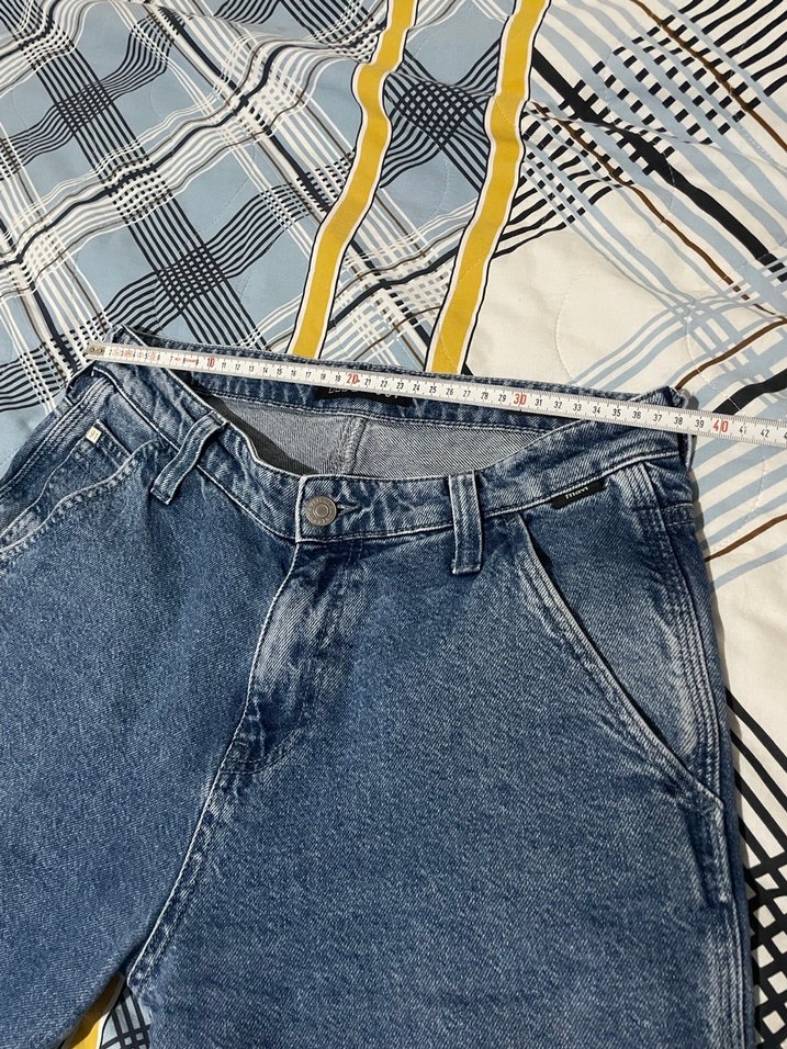 Mavi Baggy kot Pantolon loose - Görsel 3