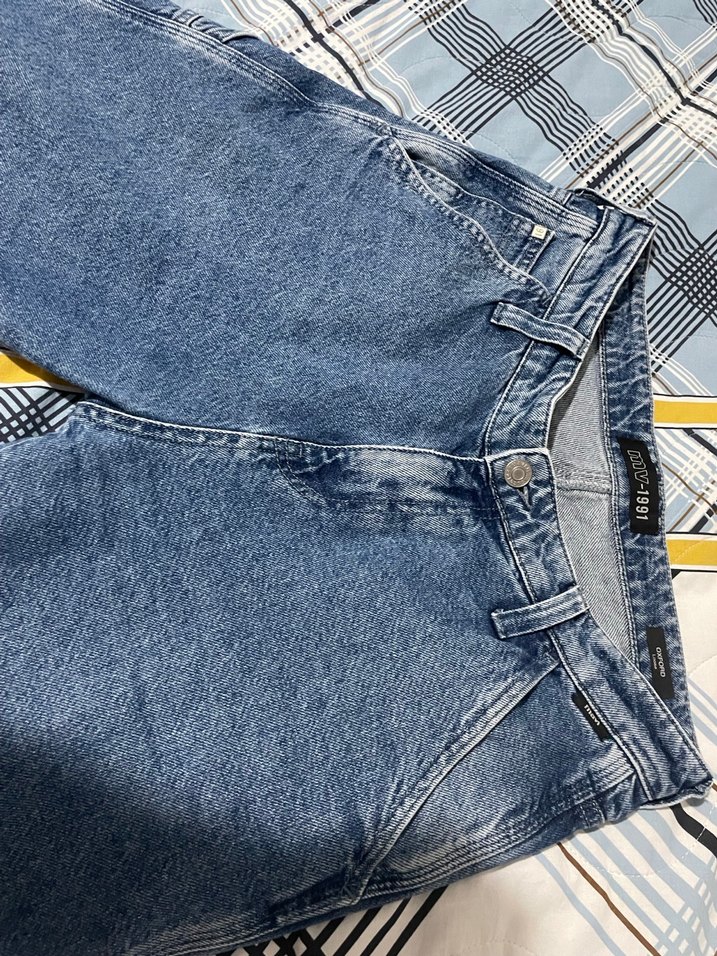 Mavi Baggy kot Pantolon loose - Görsel 2