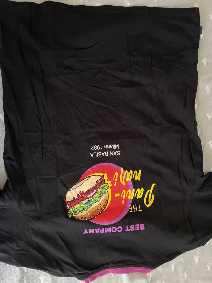 Siyah Baskılı Rahat Kesim Kısa Kollu Hamile Tişörtü - Görsel 2