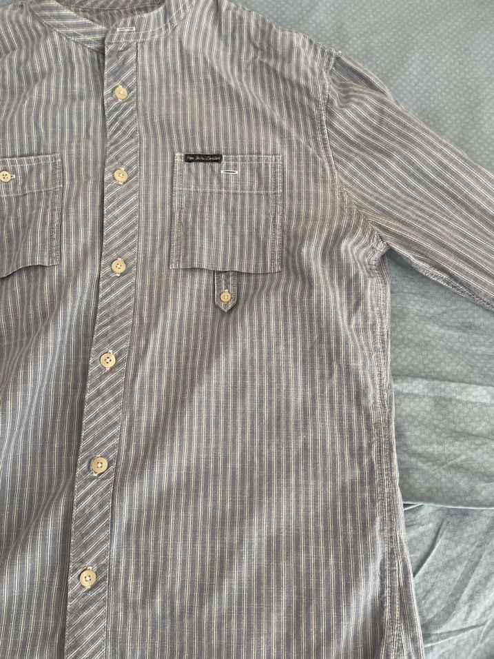 Erkek Gri Keten uzun Kollu Gömlek - Görsel 2