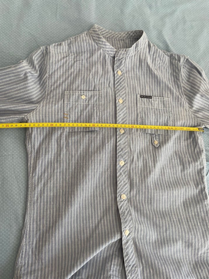 Erkek Gri Keten uzun Kollu Gömlek - Görsel 3