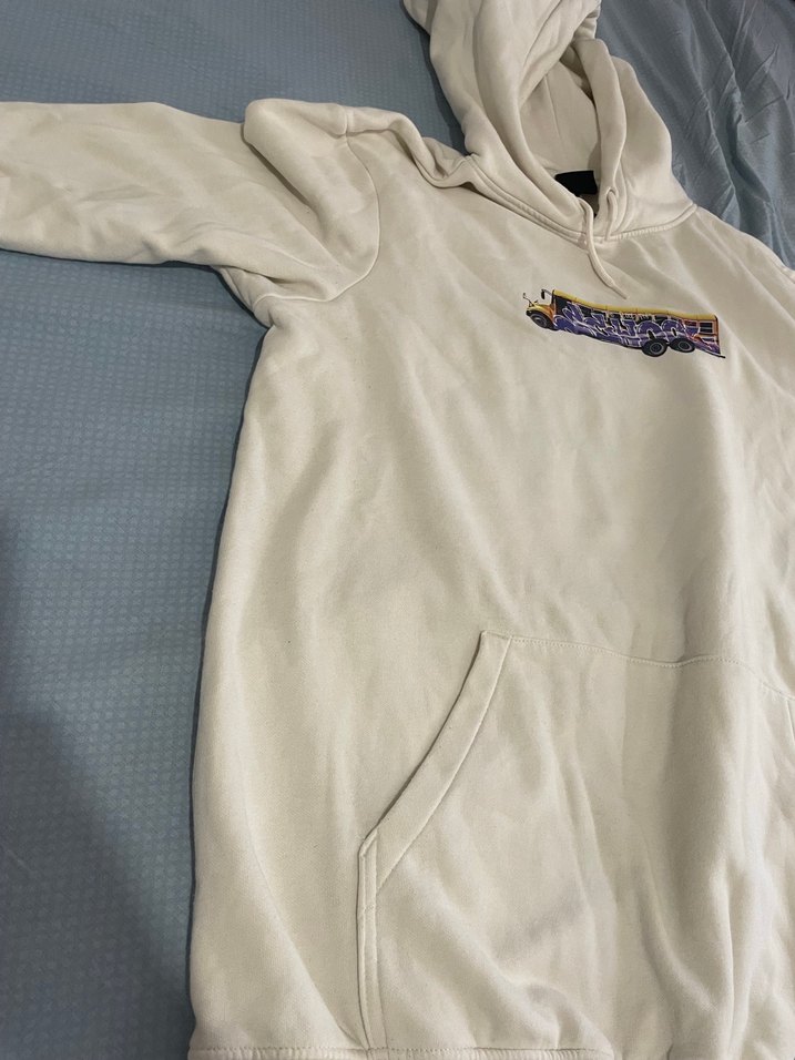 Beyaz Kapüşonlu Sweatshirt - Görsel 3