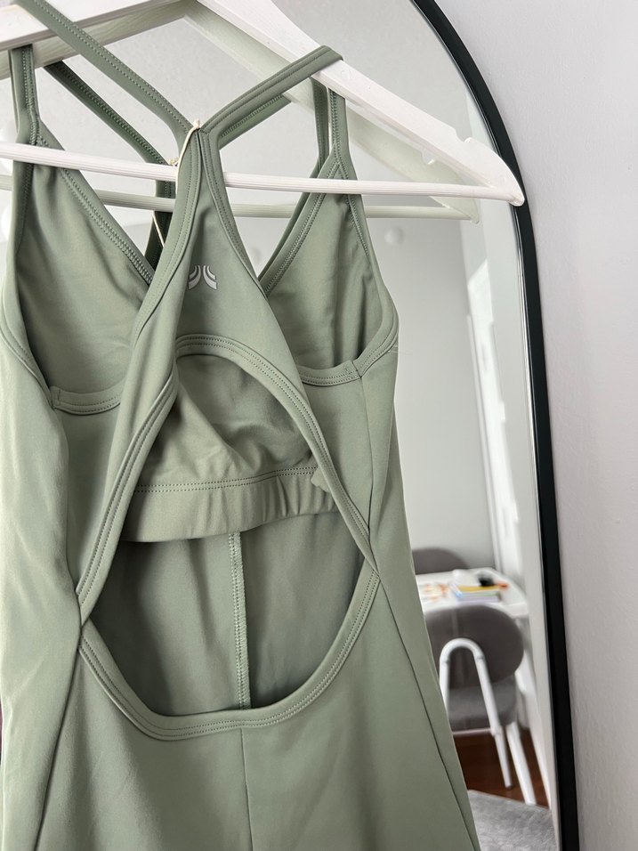 Kadın Haki Midi Kolsuz V Yakalı Tulum - Görsel 4