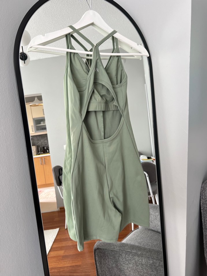 Kadın Haki Midi Kolsuz V Yakalı Tulum - Görsel 3