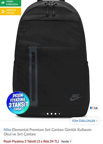 Nike Siyah Fermuarlı Sırt Çantası