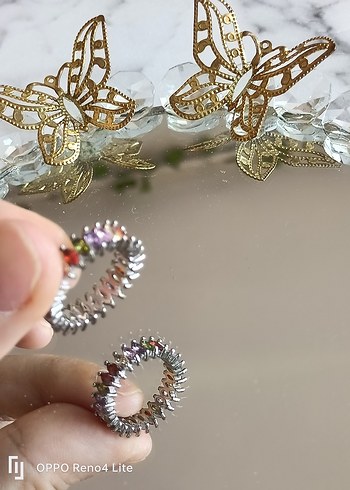 Beden çeşitli Renk RENKLİ SIRA TAŞLI YÜZÜK