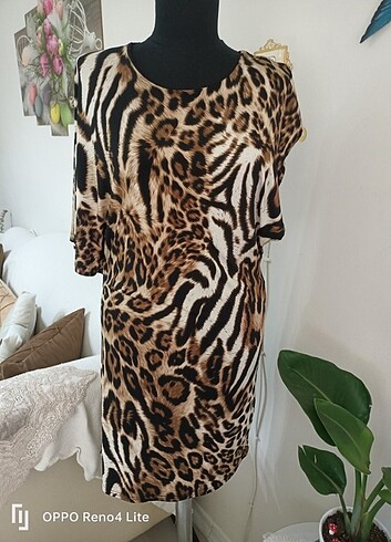 m Beden AFRODİT LEOPAR DESENLİ TARZ ELBİSE