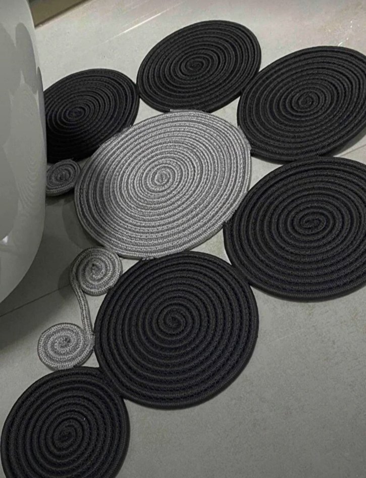 Jüt Hasır Modern Klozet Önü Paspası Siyah - Görsel 4