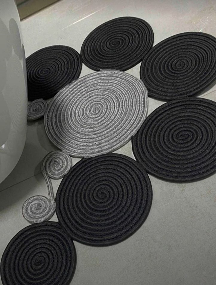 Jüt Hasır Modern Klozet Önü Paspası Siyah - Görsel 5