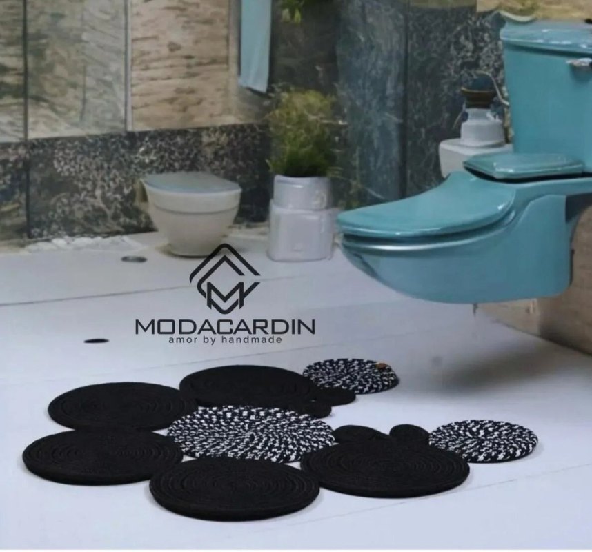 Jüt Hasır Modern Klozet Önü Paspası Siyah - Görsel 3