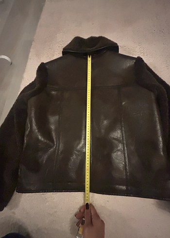 Kürk Detaylı kahverengi Deri Kadın mont içi ve kolları kürklü - Görsel 6